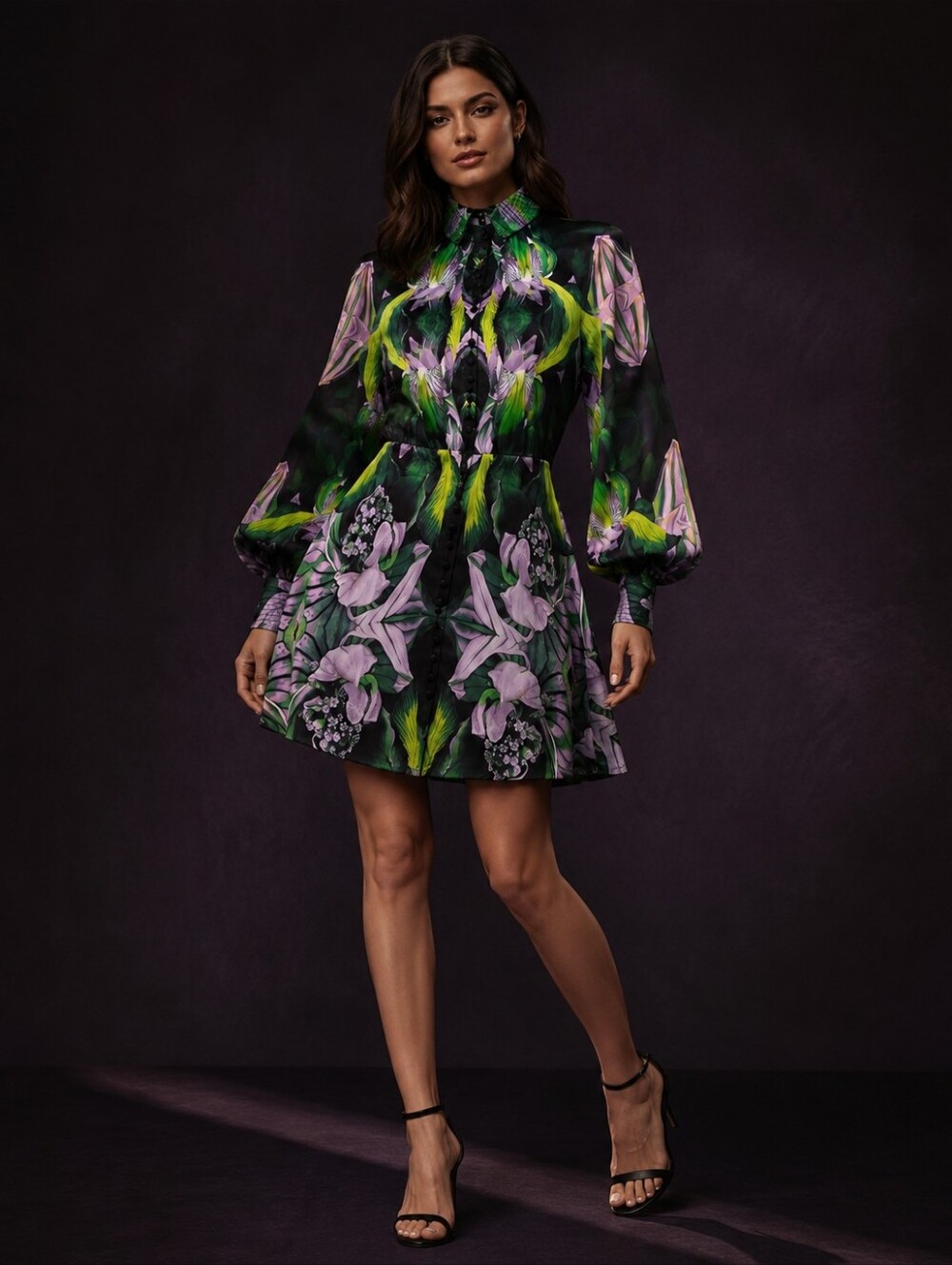 Karen Millen x Kate Bickmore Floral Satin Mini Dress NWT